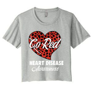 Go Red Heart Disease Awareness Month Leopard Gift Women's Crop Top Tee