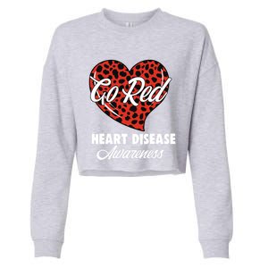 Go Red Heart Disease Awareness Month Leopard Gift Cropped Pullover Crew