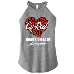 Go Red Heart Disease Awareness Month Leopard Gift Women's Perfect Tri Rocker Tank