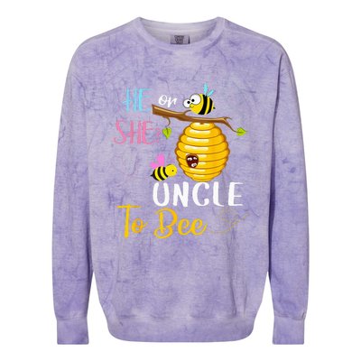 Gender Reveal He Or She Uncle To Bee Mothers Day Colorblast Crewneck Sweatshirt