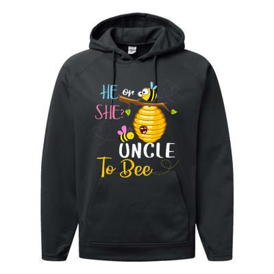 Gender Reveal He Or She Uncle To Bee Mothers Day Performance Fleece Hoodie