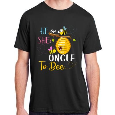 Gender Reveal He Or She Uncle To Bee Mothers Day Adult ChromaSoft Performance T-Shirt