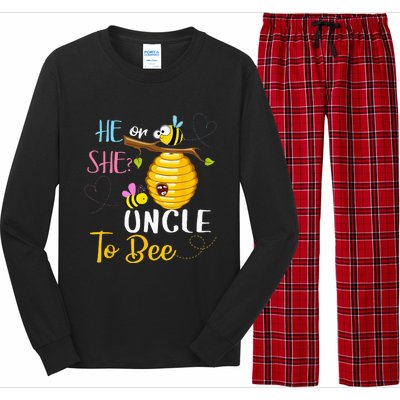 Gender Reveal He Or She Uncle To Bee Mothers Day Long Sleeve Pajama Set