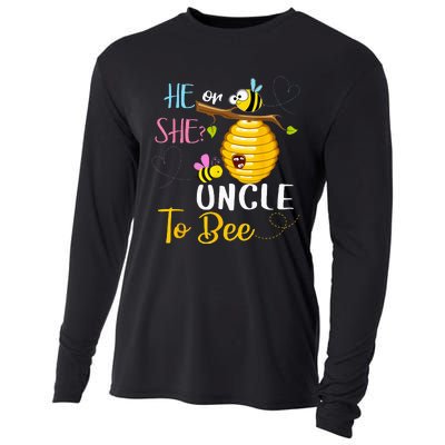 Gender Reveal He Or She Uncle To Bee Mothers Day Cooling Performance Long Sleeve Crew