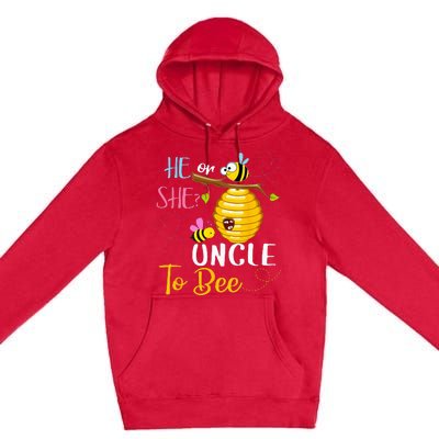 Gender Reveal He Or She Uncle To Bee Mothers Day Premium Pullover Hoodie