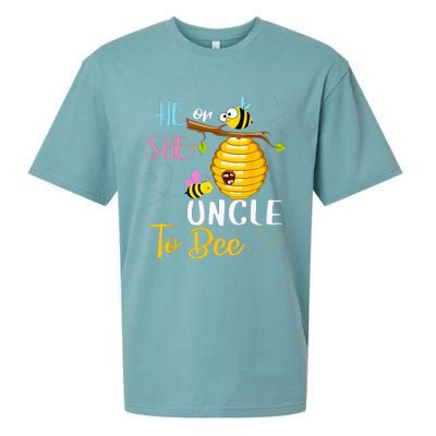 Gender Reveal He Or She Uncle To Bee Mothers Day Sueded Cloud Jersey T-Shirt