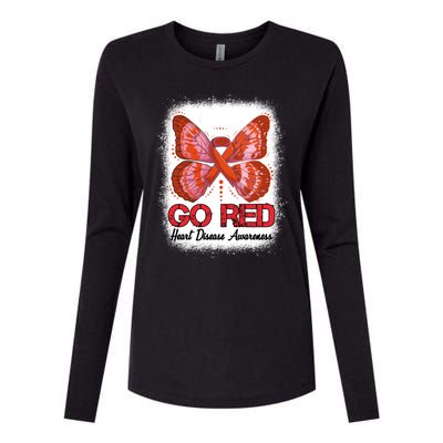 Go Red Heart Disease Awareness Month Red Ribbon Butterfly Gift Womens Cotton Relaxed Long Sleeve T-Shirt