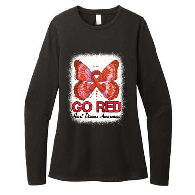 Go Red Heart Disease Awareness Month Red Ribbon Butterfly Gift Womens CVC Long Sleeve Shirt