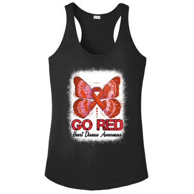 Go Red Heart Disease Awareness Month Red Ribbon Butterfly Gift Ladies PosiCharge Competitor Racerback Tank