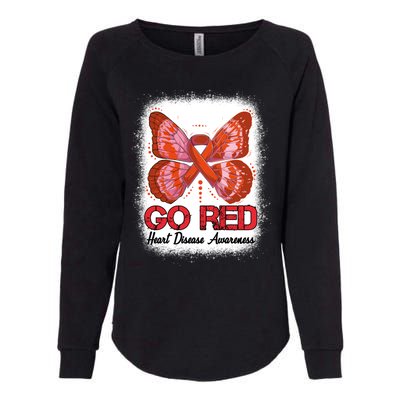 Go Red Heart Disease Awareness Month Red Ribbon Butterfly Gift Womens California Wash Sweatshirt