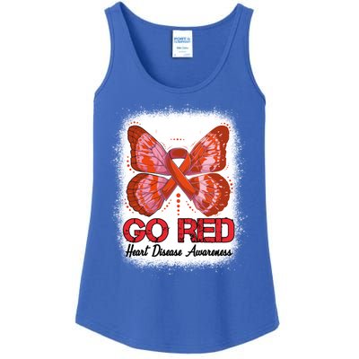 Go Red Heart Disease Awareness Month Red Ribbon Butterfly Gift Ladies Essential Tank