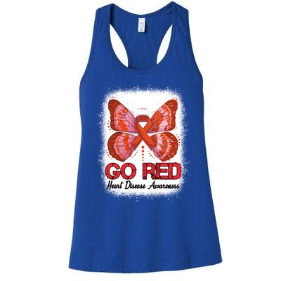 Go Red Heart Disease Awareness Month Red Ribbon Butterfly Gift Women's Racerback Tank