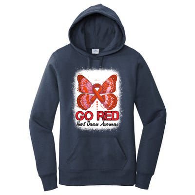 Go Red Heart Disease Awareness Month Red Ribbon Butterfly Gift Women's Pullover Hoodie