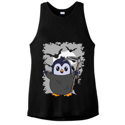 Grim Reaper Halloween Spooky Penguin Halloween Penguin Ladies PosiCharge Tri-Blend Wicking Tank