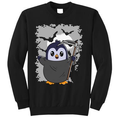 Grim Reaper Halloween Spooky Penguin Halloween Penguin Sweatshirt