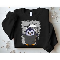Grim Reaper Halloween Spooky Penguin Halloween Penguin Sweatshirt