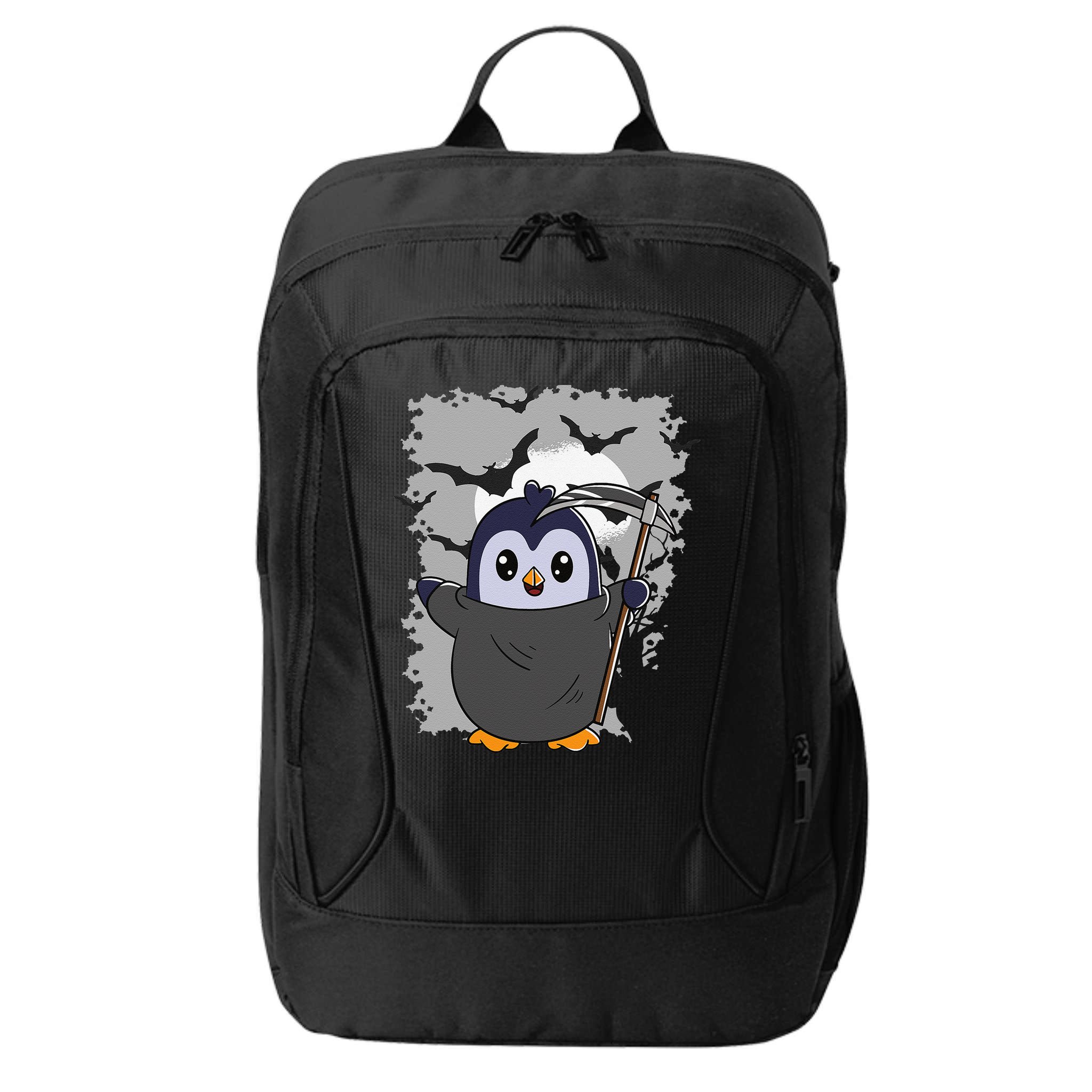Grim Reaper Halloween Spooky Penguin Halloween Penguin City Backpack