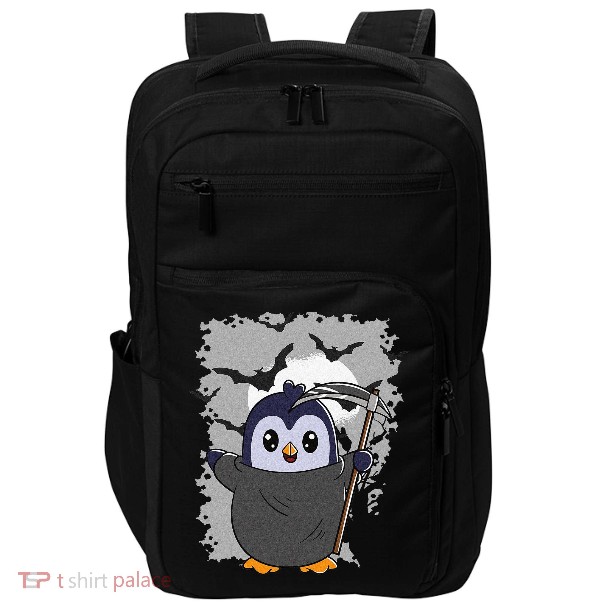 Grim Reaper Halloween Spooky Penguin Halloween Penguin Impact Tech Backpack