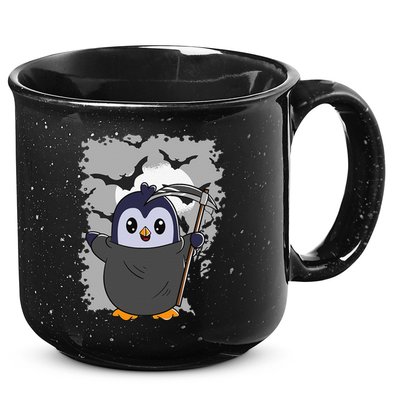 Grim Reaper Halloween Spooky Penguin Halloween Penguin 15oz Campfire Ceramic Mug
