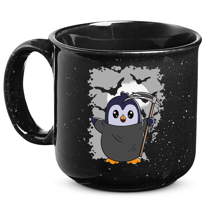 Grim Reaper Halloween Spooky Penguin Halloween Penguin 15oz Campfire Ceramic Mug