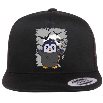 Grim Reaper Halloween Spooky Penguin Halloween Penguin Flatbill Hat