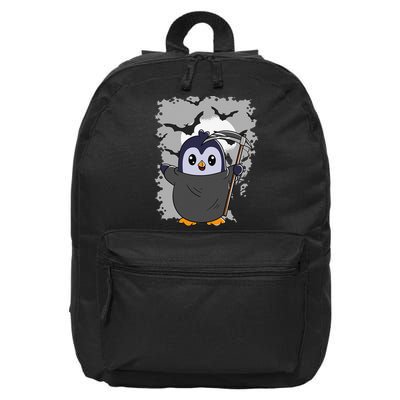 Grim Reaper Halloween Spooky Penguin Halloween Penguin 16 in Basic Backpack