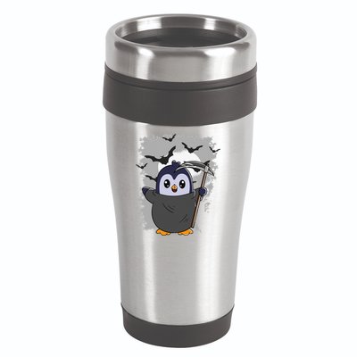 Grim Reaper Halloween Spooky Penguin Halloween Penguin 16oz Travel Tumbler