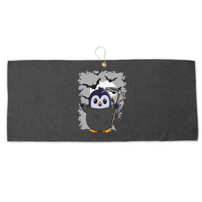 Grim Reaper Halloween Spooky Penguin Halloween Penguin Large Microfiber Waffle Golf Towel