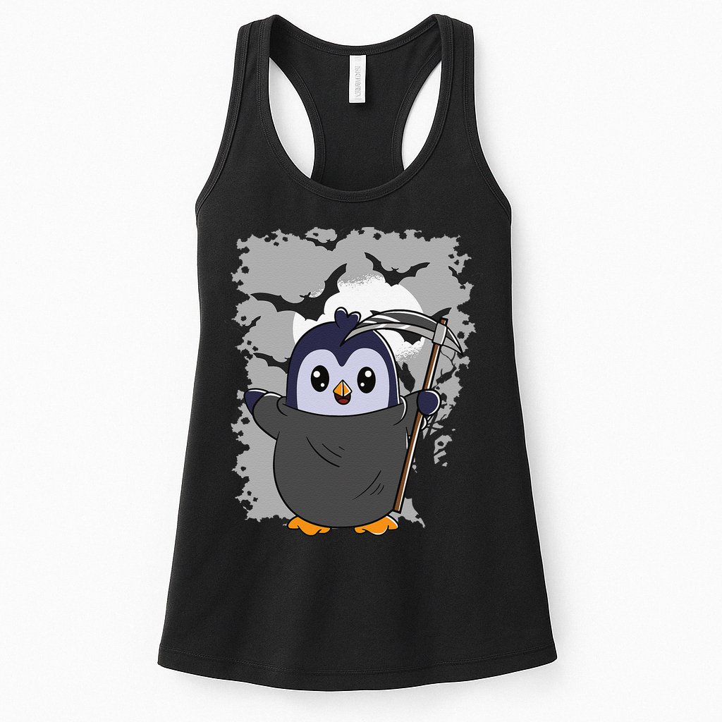 Grim Reaper Halloween Spooky Penguin Halloween Penguin Womens Tank Top