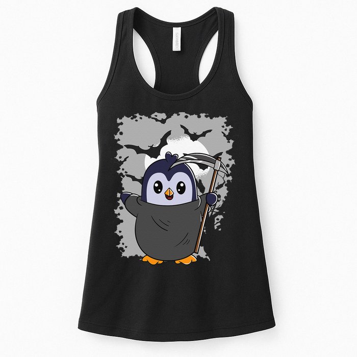 Grim Reaper Halloween Spooky Penguin Halloween Penguin Womens Tank Top