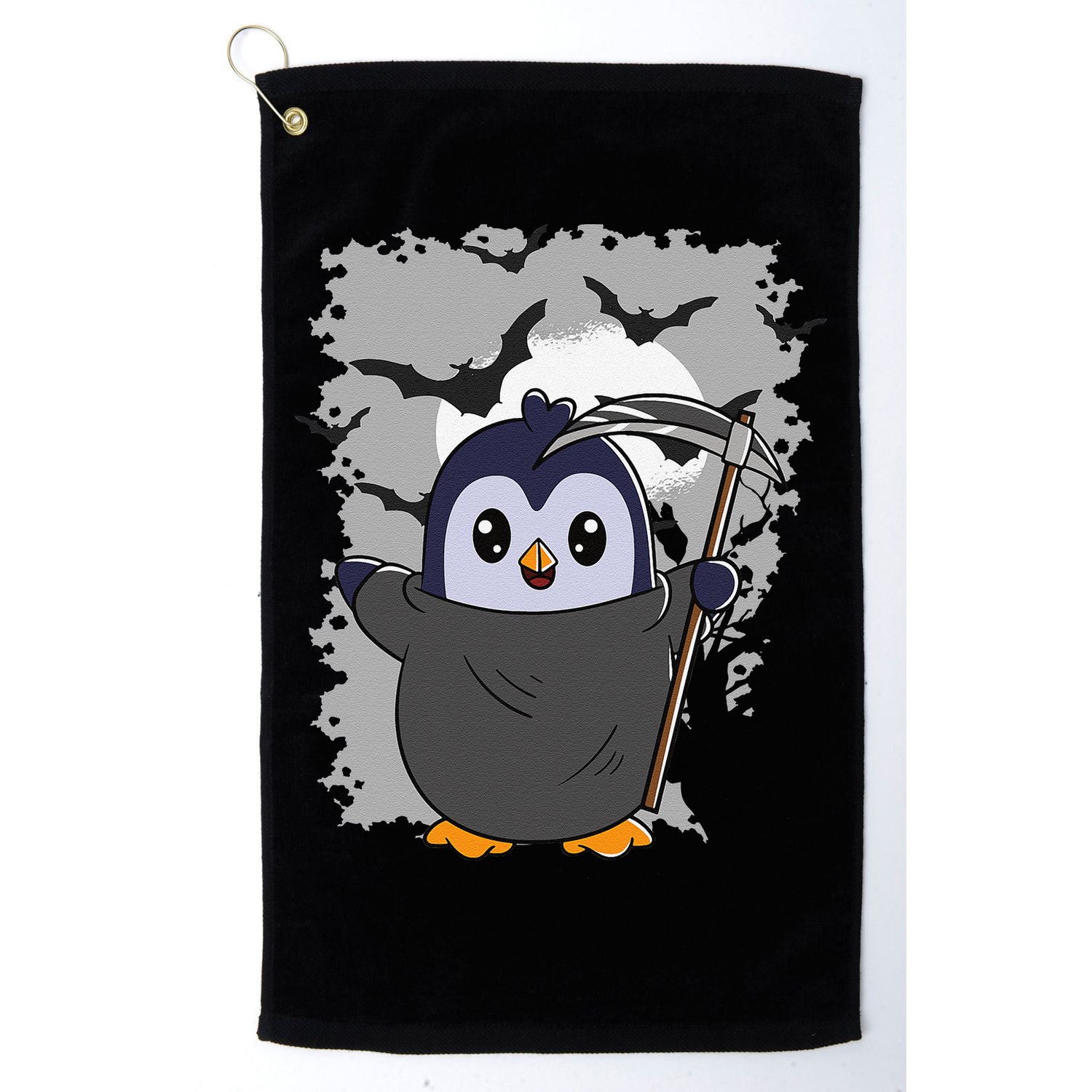 Grim Reaper Halloween Spooky Penguin Halloween Penguin Golf Towel