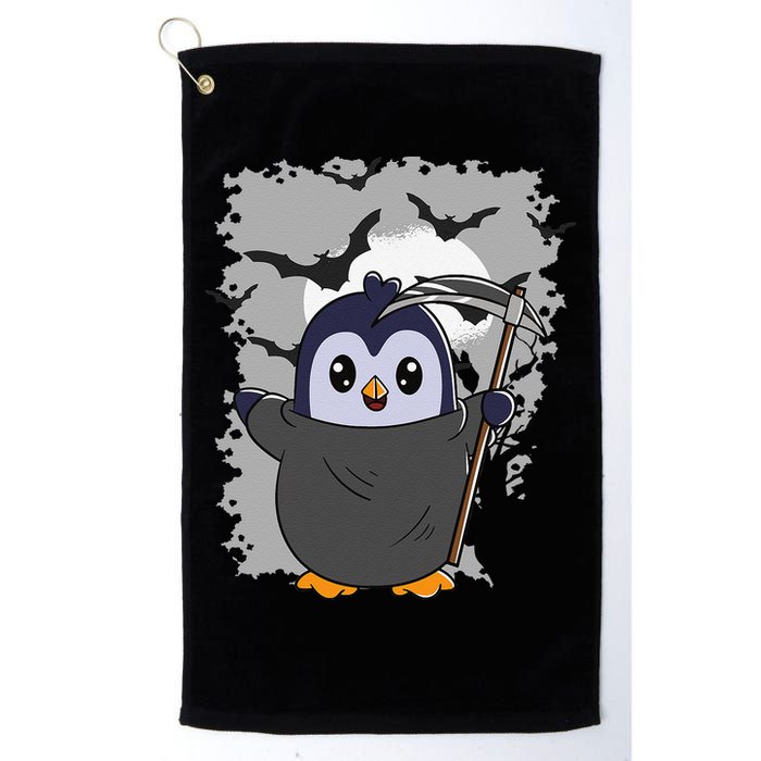 Grim Reaper Halloween Spooky Penguin Halloween Penguin Golf Towel