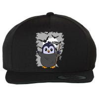 Grim Reaper Halloween Spooky Penguin Halloween Penguin Wool Snapback Cap