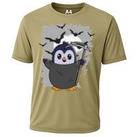 Grim Reaper Halloween Spooky Penguin Halloween Penguin Cooling Performance Crew T-Shirt