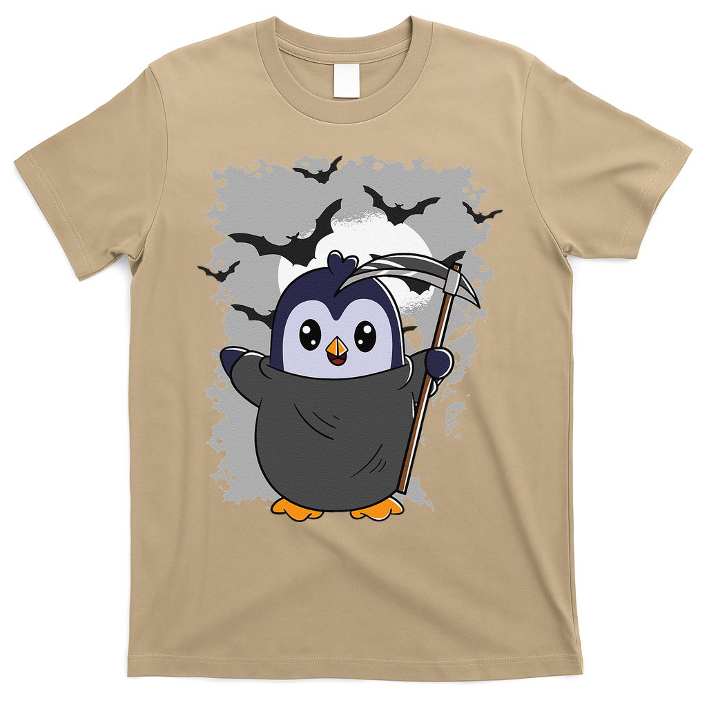 Grim Reaper Halloween Spooky Penguin Halloween Penguin T-Shirt