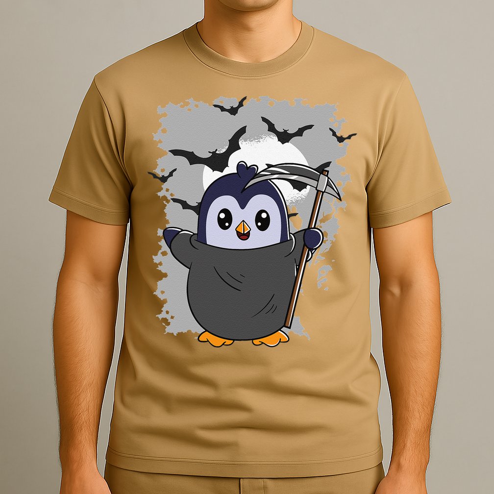 Grim Reaper Halloween Spooky Penguin Halloween Penguin T-Shirt