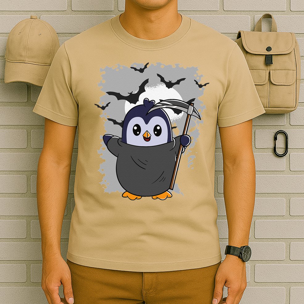 Grim Reaper Halloween Spooky Penguin Halloween Penguin T-Shirt