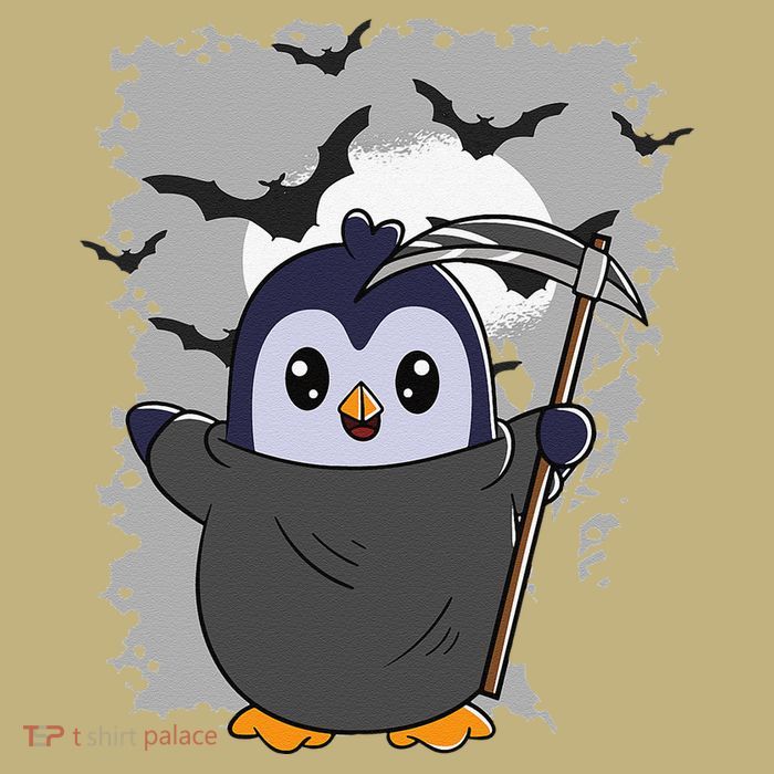 Grim Reaper Halloween Spooky Penguin Halloween Penguin Button