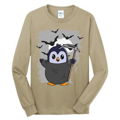 Grim Reaper Halloween Spooky Penguin Halloween Penguin Tall Long Sleeve T-Shirt