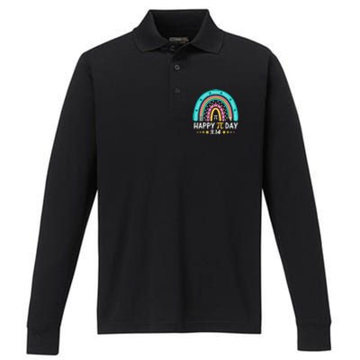 Gift Rainbow Happy Pi Day Mathematic Math Teacher Performance Long Sleeve Polo