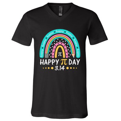 Gift Rainbow Happy Pi Day Mathematic Math Teacher V-Neck T-Shirt