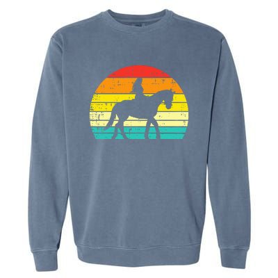 Girl Riding Horse Silhouette Sunset Retro Equestrian Women Garment-Dyed Sweatshirt