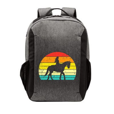 Girl Riding Horse Silhouette Sunset Retro Equestrian Women Vector Backpack