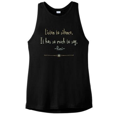 Great Rumi Inspirational Silence Quotes Ladies PosiCharge Tri-Blend Wicking Tank