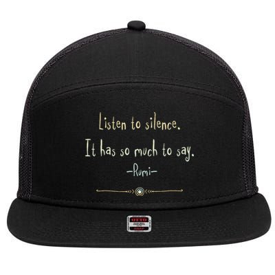 Great Rumi Inspirational Silence Quotes 7 Panel Mesh Trucker Snapback Hat