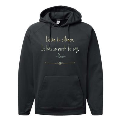 Great Rumi Inspirational Silence Quotes Performance Fleece Hoodie