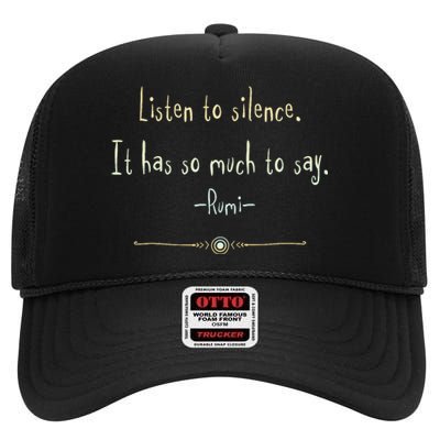 Great Rumi Inspirational Silence Quotes High Crown Mesh Back Trucker Hat