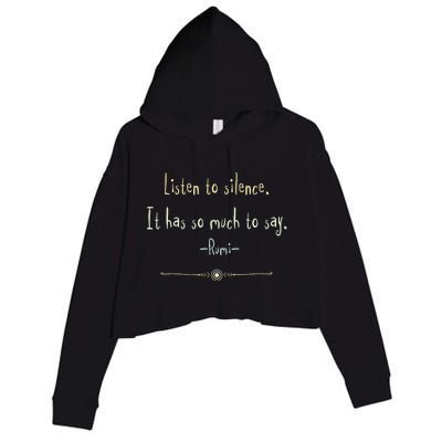 Great Rumi Inspirational Silence Quotes Crop Fleece Hoodie