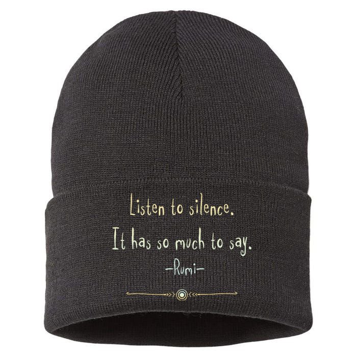 Great Rumi Inspirational Silence Quotes Sustainable Knit Beanie