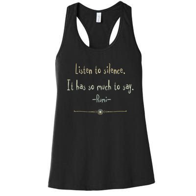 Great Rumi Inspirational Silence Quotes Women's Racerback Tank